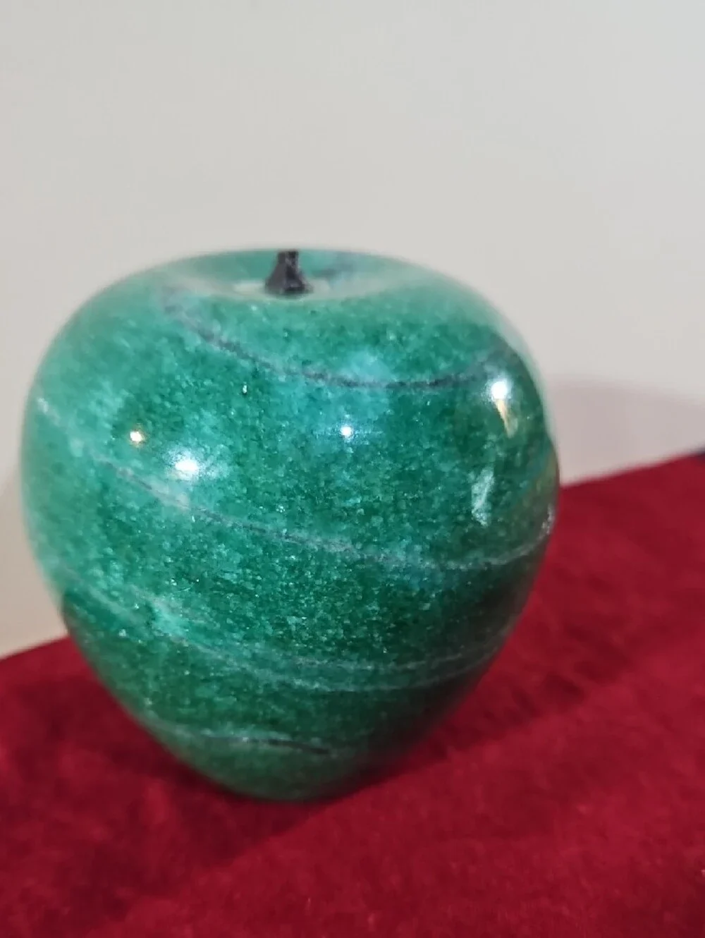 VTG Polished Alabaster Marble Onyx Apple Desk Decor Set of 2